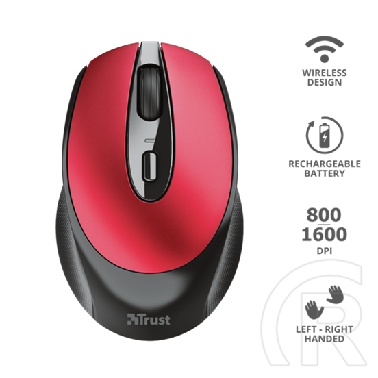 Trust Zaya cordless optikai egér (USB, piros)
