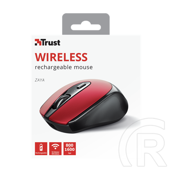 Trust Zaya cordless optikai egér (USB, piros)
