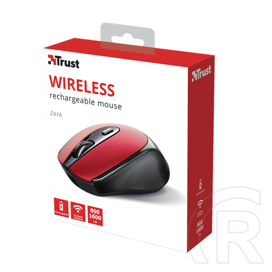 Trust Zaya cordless optikai egér (USB, piros)