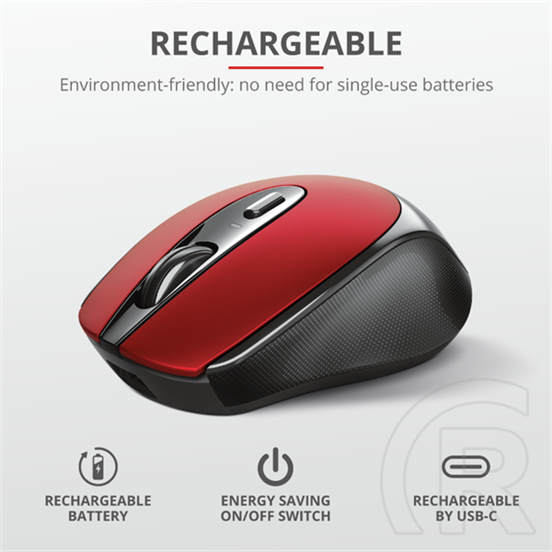 Trust Zaya cordless optikai egér (USB, piros)