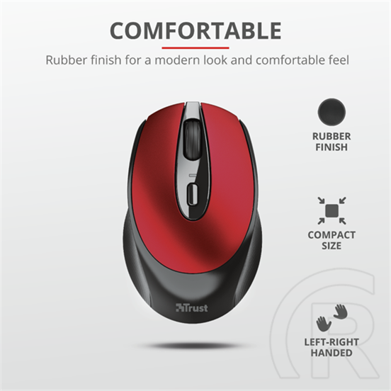 Trust Zaya cordless optikai egér (USB, piros)