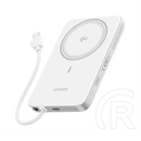 UGREEN PB570 vésztöltő Type-C aljzat (10000mAh, 30W, PD gyorstöltő 3.0, Qi2, mágneses, fix Type-C kábel, fehér)