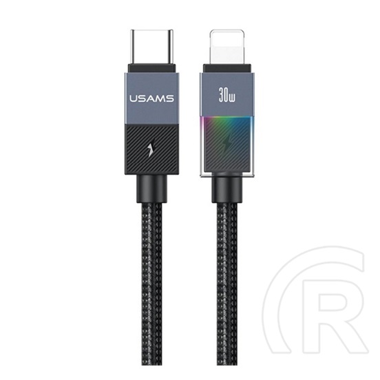 USAMS Apple iPhone 5S sj776 adatkábel (type-c - lightning, 30w, pd gyorstöltő, led jelzés, 120cm) sötétszürke