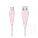 USAMS Green Series adatkábel (USB - Type-C, 18W, 3A, QC gyorstöltés, 100cm, rózsaszín)