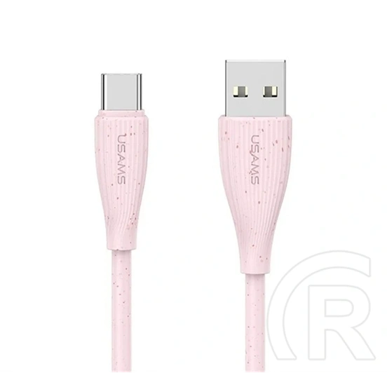 USAMS Green Series adatkábel (USB - Type-C, 18W, 3A, QC gyorstöltés, 100cm, rózsaszín)