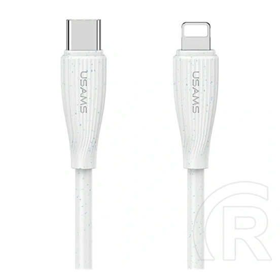 USAMS Green Series adatkábel (type-c - lightning, 30W, gyorstöltés, 100cm, fehér)