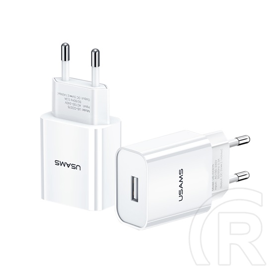 USAMS T18 hálózati töltő (USB-A, 5V / 2.1A, fehér)