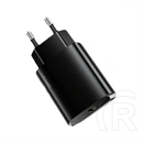 USAMS T39 hálózati töltő Type-C aljzat (20W, PD gyorstöltő 3.0, QC gyorstöltés, prémium, fekete)