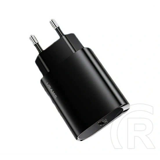 USAMS T39 hálózati töltő Type-C aljzat (20W, PD gyorstöltő 3.0, QC gyorstöltés, prémium, fekete)