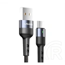 USAMS U26 adatkábel (USB - Type-C, 3A, gyorstöltés, törésgátló, LED jelzés, 100cm, fekete)