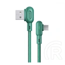 USAMS U57 adatkábel (USB - micro-USB, 2A, gyorstöltő, 90 fokos, cipőfűző, 120 cm, sötétzöld)