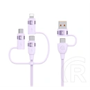 USAMS U85 töltőkábel 5in1 (Type-C/USB - Type-C/lightning/microUSB, 100W, PD gyorstöltő, QC gyorstöltés, 120cm, lila)