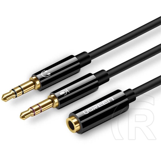 Ugreen 3,5 jack (F) - 2 x 3,5 jack (M) kábel (0,2m, fekete)