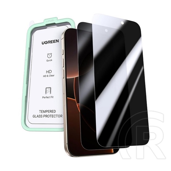 Ugreen Apple iPhone 16 Pro sp651 képernyővédő üveg (betekintés ellen, 0.33mm, 9h + segédkeret) fekete