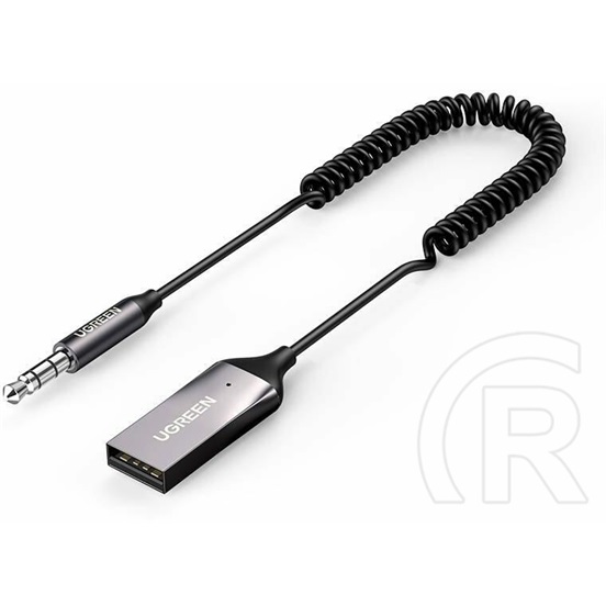 Ugreen Aux - Bluetooth 5.3 adapter (kihangosító, 3,5mm Jack, autós, mikrofonnal, szürke)