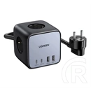 Ugreen DigiNest Cube Power Strip (3x aljzat, 2xA + 2xC USB, fekete/szürke)