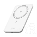 Ugreen PB580 vésztöltő (5000mAh, 15w, gyorstöltő, slim, mágneses, wireless, type-c aljzat, fehér)