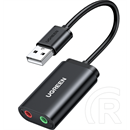 Ugreen USB-A (M) - 2 x 3,5 jack (F) AUX konverter (fekete)