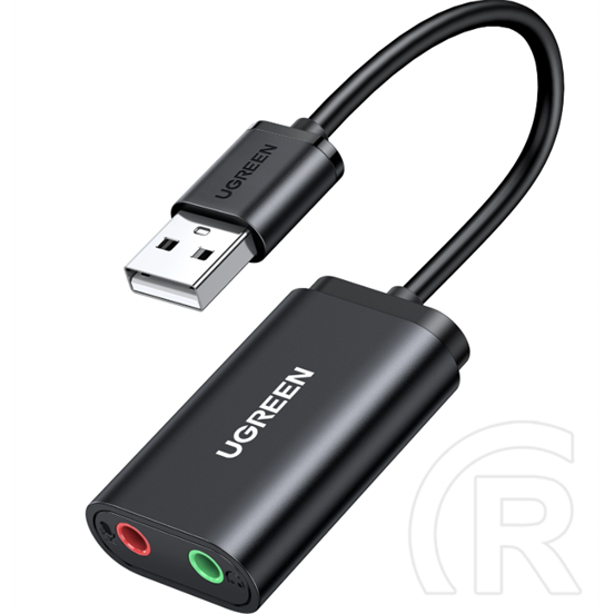 Ugreen USB-A (M) - 2 x 3,5 jack (F) AUX konverter (fekete)