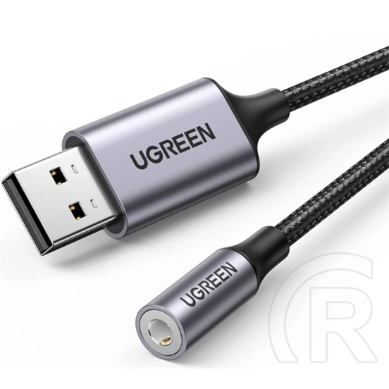 Ugreen USB-A (M) - 3,5 jack (F) kábel (0,25m, fekete)