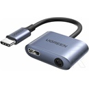 Ugreen adapter USB-C (M) - USB-C (F) - 3,5mm jack (F) (60W, PD, 0,25m, fekete)