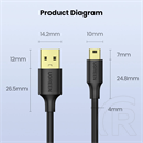 Ugreen adatkábel (2.0 USB-A (M) - Mini USB (M), 1m) fekete