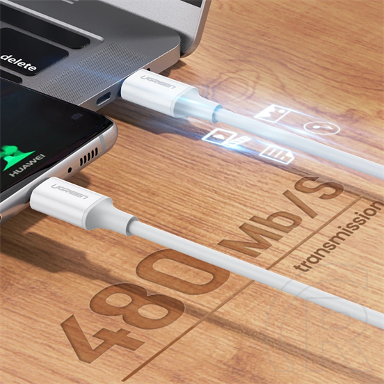 Ugreen adatkábel (2.0 USB-C (M) - USB-C (M), 60W, 3A, 1m) fehér