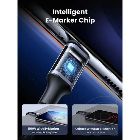 Ugreen adatkábel (2.0 USB-C (M) - USB-C (M), PD, 100W, 5A, 1m) fekete