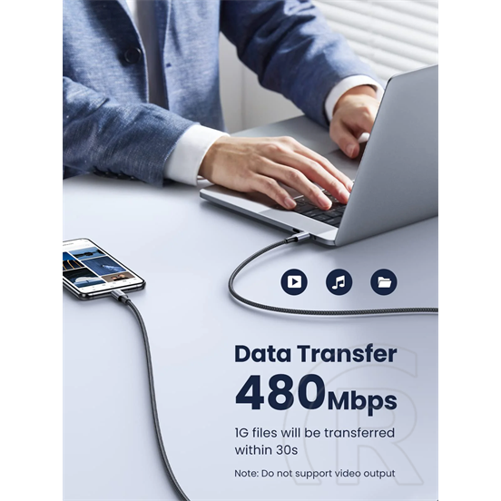 Ugreen adatkábel (2.0 USB-C (M) - USB-C (M), PD, 100W, 5A, 1m) fekete