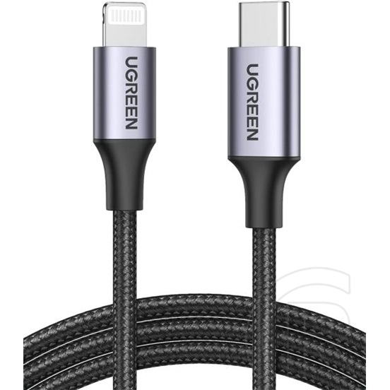 Ugreen adatkábel (USB-C (M) - Lightning (M), PD, 3A, 1m) fekete