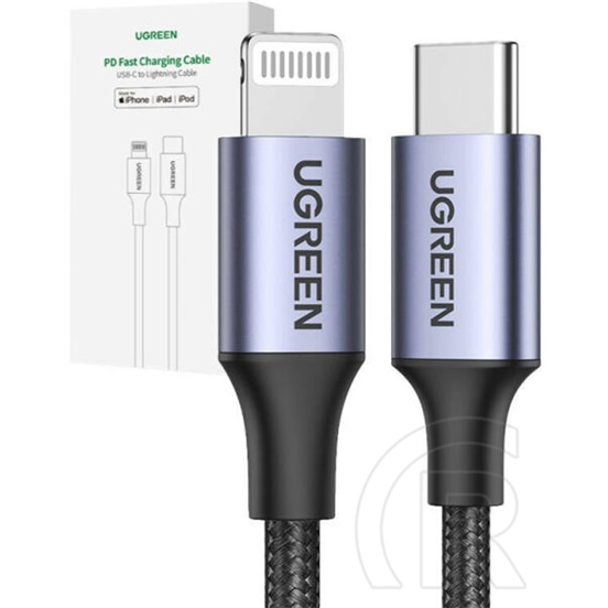 Ugreen adatkábel (USB-C (M) - Lightning (M), PD, 3A, 2m) fekete