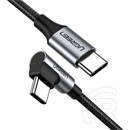 Ugreen adatkábel (USB-C (M) - USB-C (M), 90°-os, 60W, 3A, 1m) fekete