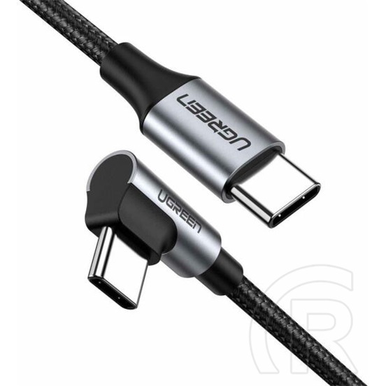 Ugreen adatkábel (USB-C (M) - USB-C (M), 90°-os, 60W, 3A, 1m) fekete