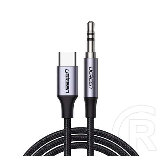 Ugreen av143 audió kábel (3.5mm jack - type-c, 100cm, cipőfűző minta) szürke
