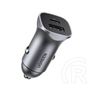 Ugreen cd130 autós töltő usb+type-c aljzat (24w, gyorstöltő) sötétszürke