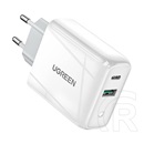 Ugreen cd170 hálózati töltő usb+type-c aljzat (36w, pd gyorstöltő 4.0) fehér