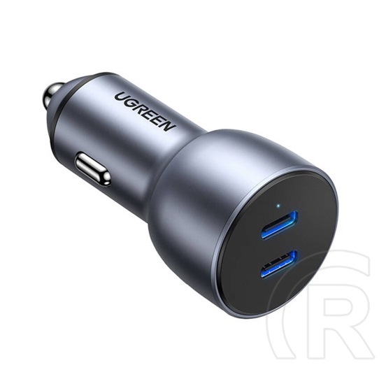 Ugreen cd213 autós töltő 2 type-c aljzat (36w, pd gyorstöltő 4.0) sötétszürke