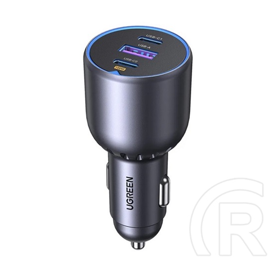 Ugreen ec705 autós töltő usb+2 type-c aljzat (130w, pd gyorstöltő 3.0) fekete