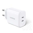 Ugreen hálózati töltő 2 type-c aljzat (40w, pd gyorstöltő) fehér