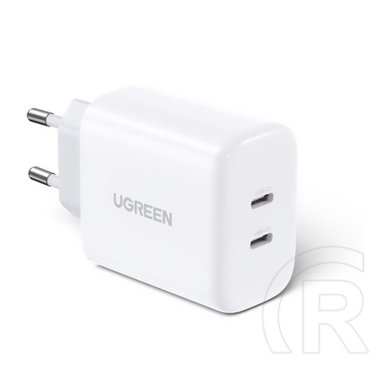 Ugreen hálózati töltő 2 type-c aljzat (40w, pd gyorstöltő) fehér