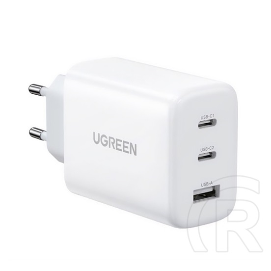 Ugreen hálózati töltő 2 type-c/usb aljzat (5v/3a, 65w, pd gyorstöltő) fehér