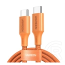 Ugreen l502 adatkábel (type-c - type-c, 100w, pd gyorstöltő 3.0, cipőfűző, 100cm) narancssárga