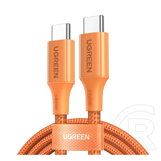 Ugreen l502 adatkábel (type-c - type-c, 100w, pd gyorstöltő 3.0, cipőfűző, 100cm) narancssárga