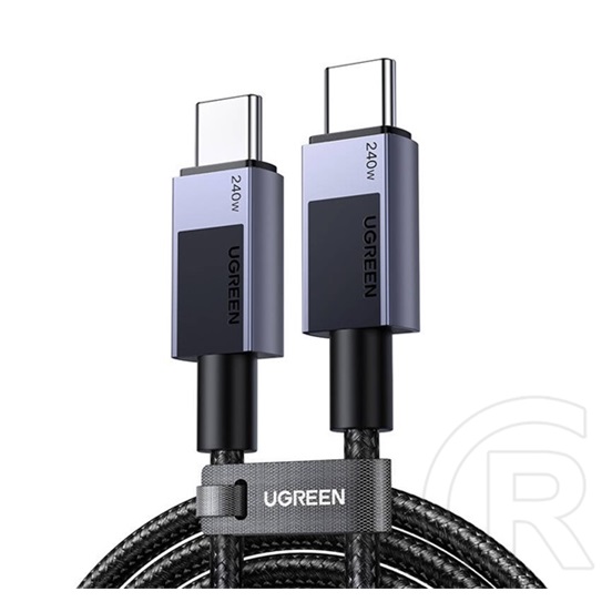 Ugreen l513 adatkábel (type-c - type-c, 240w, pd gyorstöltő 4.0, cipőfűző, 200cm) sötétszürke