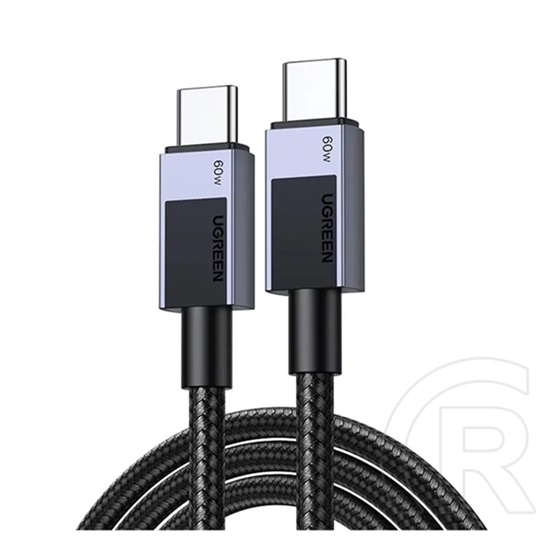 Ugreen l524 adatkábel (type-c - type-c, 60w, pd gyorstöltő, cipőfűző, 100cm) sötétszürke