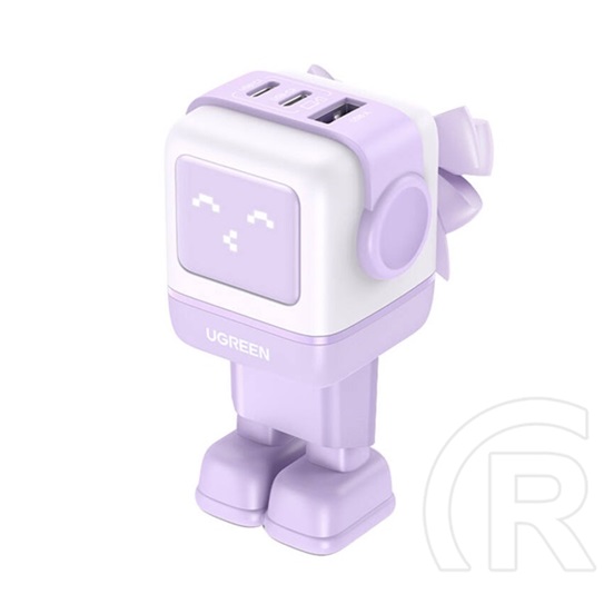 Ugreen nexode rg hálózati töltő usb+2 type-c aljzat (65w, gan, gyorstöltő, led kijelző) lila