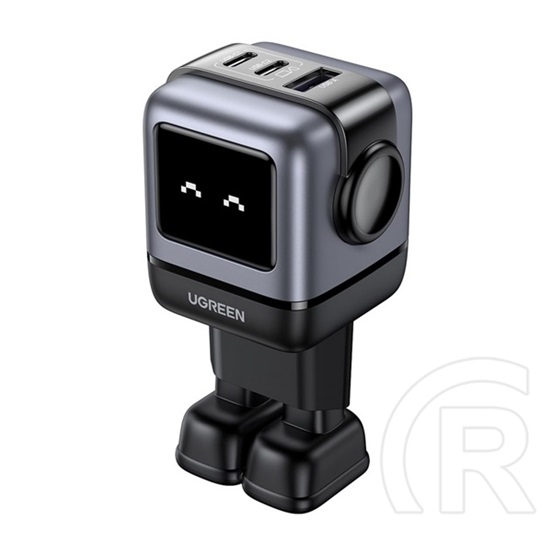 Ugreen nexode rg hálózati töltő usb+2 type-c aljzat (65w, gan, gyorstöltő, led kijelző) sötétszürke