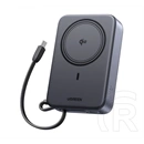 Ugreen pb567 vésztöltő type-c aljzat (20000mah, 15w, gyorstöltő, wireless, mágneses, qi2 + fix type-c kábel) fekete