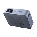 Ugreen pb584 vésztöltő type-c aljzat (10000mah, 33w, pd gyorstöltő 3.0, led kijelző + fix type-c kábel) világosszürke