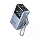Ugreen pb727 vésztöltő usb+type-c aljzat (10000mah, 55w, gyorstöltő, led kijelző + fix type-c kábel) ezüst